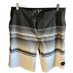 No Boundaries Swim Shorts Trunks Men Sz 32 lightweight Black Gray